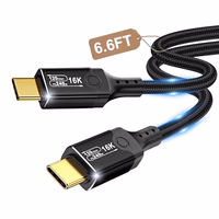 Herfair Thunderbolt 5 Cable 6.5FT, 120Gbps High Speed USB C Cable, USB Type-C Male to Male Cord for MacBook M5/M4 Pro, iPhone 17, SSD, eGPU, etc - Support 16K/Dual 8K Video & 240W Charging thumbnail 1