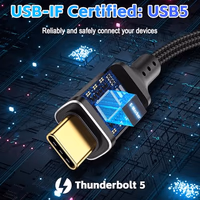 Herfair Thunderbolt 5 Cable 6.5FT, 120Gbps High Speed USB C Cable, USB Type-C Male to Male Cord for MacBook M5/M4 Pro, iPhone 17, SSD, eGPU, etc - Support 16K/Dual 8K Video & 240W Charging thumbnail 5