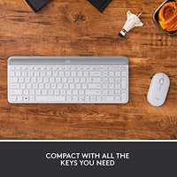 Logitech MK470 Slim Wireless Keyboard and Mouse Combo - Modern Compact Layout, Ultra Quiet, 2.4 GHz USB Receiver, Plug n' Play Connectivity, Compatible with Windows - Off White thumbnail 2