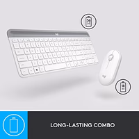 Logitech MK470 Slim Wireless Keyboard and Mouse Combo - Modern Compact Layout, Ultra Quiet, 2.4 GHz USB Receiver, Plug n' Play Connectivity, Compatible with Windows - Off White thumbnail 5