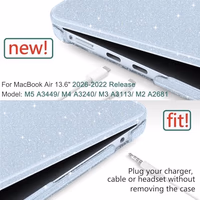 DONGKE Compatible with MacBook Air 13 inch Case M5 M4 M3 M2 2026 2025 2024-2022 A3449 A3240 A3113 A2681, Glitter Bling Plastic Hard Shell & Keyboard Cover for MacBook Air 13.6 inch, Sparkly Sky Blue thumbnail 2