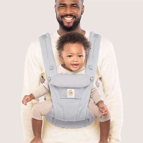 Ergobaby Omni Dream Cotton Baby Carrier Newborn to Toddler - Breathable Baby Carrier for Summer - All-Position Carriers for Newborn to Toddler with Lumbar Support (7-45 lbs) - Cotton, Pearl Grey