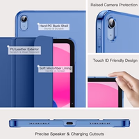 JETech Case for iPad (A16) 11th Generation 11 Inch 2025 / iPad 10th Generation 10.9 Inch 2022, Slim Smart Cover with Hard PC Translucent Back, Supports Touch ID, Auto Wake/Sleep (Navy Blue) thumbnail 3