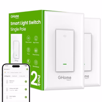 GHome Smart Switches for Lights, WiFi Smart Light Switch Works with Alexa and Google Home, Single-Pole, Neutral Wire Required, 2.4Ghz WiFi Light Switch with APP Control, No Hub Required, UL FCC Listed thumbnail 1
