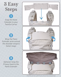 TwinGo Panel Extender for Baby Carrier - Compatible with TwinGo Carrier - Extra Baby Neck Support, Back, & Head Support for Infants & Toddlers - Sturdy Foam & Cotton Fabric - Simply Neutral thumbnail 3