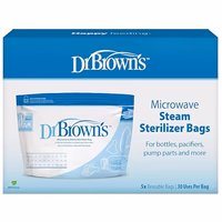 Dr. Brown's Microwave Steam Sterilizer Bags for Baby Bottles, Pacifiers, Pump Parts and Accessories, Travel Baby Bottle Sterilizer, 30 Uses per Bag, 5 Count (Pack of 1) thumbnail 1