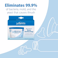 Dr. Brown's Microwave Steam Sterilizer Bags for Baby Bottles, Pacifiers, Pump Parts and Accessories, Travel Baby Bottle Sterilizer, 30 Uses per Bag, 5 Count (Pack of 1) thumbnail 4