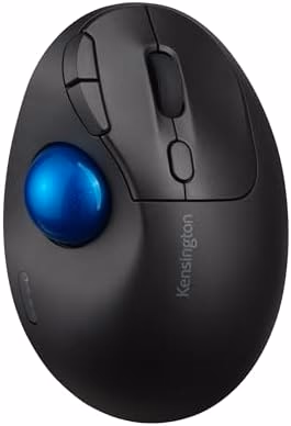 Kensington TB450 Wireless Trackball Mouse, Bluetooth LE & 2.4GHz Connection, 4 DPI Options, Connect up to 3 Devices (K72194WW), Black-Blue