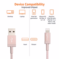 Amazon Basics USB-C to Lightning Cable, MFi Certified Charger with Power Delivery, Nylon Braided Cord for Apple iPhone 14 13 12 11 X Xs Pro, Pro Max, Plus, iPad, 6 Foot, Rose Gold thumbnail 4