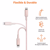 Amazon Basics USB-C to Lightning Cable, MFi Certified Charger with Power Delivery, Nylon Braided Cord for Apple iPhone 14 13 12 11 X Xs Pro, Pro Max, Plus, iPad, 6 Foot, Rose Gold thumbnail 5