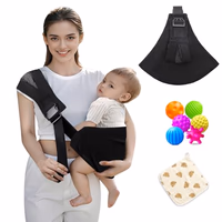 Baby Sling Carrier for Toddler, Baby Sling, Adjustable Front & Back with Non-Slip Hip Seat, Portable Lightweight & Breathable Ergonomic Design, Travel-Friendly Safe Carrier for 10-60 lbs (Black) thumbnail 1