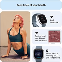 Fitbit Versa 4 Fitness Smartwatch with Daily Readiness, GPS, 24/7 Heart Rate, 40+ Exercise Modes, Sleep Tracking and more, Waterfall Blue/Platinum, One Size (S & L Bands Included) thumbnail 4