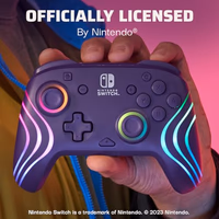PDP Gaming Afterglow Wave Wireless Nintendo Switch Pro Controller - Officially Licensed, Nintendo Switch 2, Switch Lite/OLED, RGB LED Customization, App Controls, Rechargeable Battery Power - Purple thumbnail 5