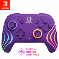 PDP Gaming Afterglow Wave Wireless Nintendo Switch Pro Controller - Officially Licensed, Nintendo Switch 2, Switch Lite/OLED, RGB LED Customization, App Controls, Rechargeable Battery Power - Purple thumbnail 1