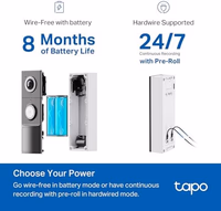 Tapo 2K+ Wired or Battery Powered Smart Video Doorbell with Chime - 180° Field of View, Person/Vehicle/Package Detection, Ring Call, 2-Way Audio, Subscription-Free Local Storage or Optional Cloud,D225 thumbnail 3