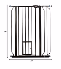 Carlson 36" Extra Tall Walk Through Dog Gate for Doorways & Bottom of Stairs, Metal Pet Gate with Small Pet Door, Expands 29.5”–36.5”, Black thumbnail 4