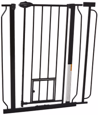 Carlson 36" Extra Tall Walk Through Dog Gate for Doorways & Bottom of Stairs, Metal Pet Gate with Small Pet Door, Expands 29.5”–36.5”, Black thumbnail 1