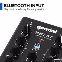 Gemini Portable Bluetooth DJ Mixer – 2-Channel Mini Audio Mixer with Wireless Input, RCA, Mic & Headphone Jacks, EQ & Crossfader – Compact DJ Mixer Board for Beginners & Mobile DJs (MM1BT) thumbnail 3