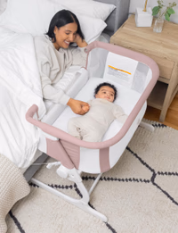 Baby Delight Beside Me Dreamer Bassinet | Bedside Sleeper & Baby Bassinet | 6-Position Height Adjustment | 100% GOTS Certified Organic Cotton Fabric | Organic Rose thumbnail 2