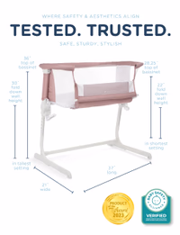 Baby Delight Beside Me Dreamer Bassinet | Bedside Sleeper & Baby Bassinet | 6-Position Height Adjustment | 100% GOTS Certified Organic Cotton Fabric | Organic Rose thumbnail 3