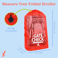 J.L. Childress Gate Check Bag for Single & Some Double Strollers - Travel Bag for Airplane, Fits Most Standard Baby Strollers, Airport Accessories for Gate Check, Flying Essentials - Red thumbnail 3