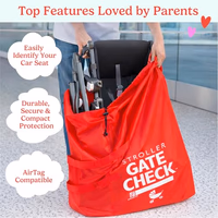 J.L. Childress Gate Check Bag for Single & Some Double Strollers - Travel Bag for Airplane, Fits Most Standard Baby Strollers, Airport Accessories for Gate Check, Flying Essentials - Red thumbnail 2