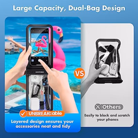 UNBREAKcable IPX8 Waterproof Phone Pouch 2-Pack, Double Space Waterproof Phone Case for iPhone 15 16 17 Pro Max up to 7", Cellphone Dry Bag with Lanyard for Beach Kayak Cruise Travel Essentials thumbnail 2