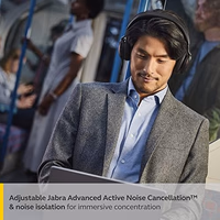 Jabra Evolve2 75 PC Wireless Headset with 8-Microphone Technology - Dual Foam Stereo Headphones with Adjustable Advanced Active Noise Cancelling, USB-C Bluetooth Adapter and UC Compatibility - Black thumbnail 4