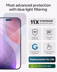 ZAGG XTR5 Screen Protector for iPhone 17 Pro - Glass, Blue Light Protection, 11X Stronger, Eyesafe CPF60 Tech, Anti-reflective Tech, Vibrant Color & Touch Sensitive Tempered Glass, Easy To Install thumbnail 2