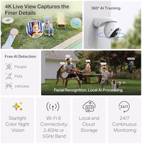 Tapo 4K 8MP Wired Pan/Tilt Outdoor Security Camera, Free Person/Vehicle Detect & 360° View, Color Night, Local AI, SD/Cloud Storage, Works w/Alexa & Google Assistant, 2.4 GHz WiFi C560WS thumbnail 2