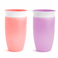 Munchkin Sippy Cups for Toddlers 1-3, Spill Proof Miracle 360 Cup, 10 Ounce, 2 Pack, Pink/Purple thumbnail 1