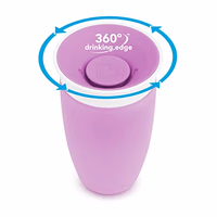 Munchkin Sippy Cups for Toddlers 1-3, Spill Proof Miracle 360 Cup, 10 Ounce, 2 Pack, Pink/Purple thumbnail 3