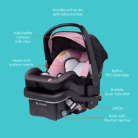 Baby Trend EZ-Lift™ PRO Infant Car Seat, Dash Rose – Lightweight Premium Carry, Plush Infant Cushioning, Adjustable Harness Support thumbnail 2