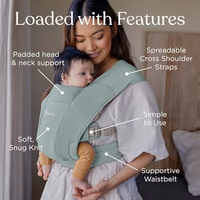 Ergobaby Embrace Baby Carrier Newborn to Toddler - Lightweight Ergonomic Baby Carriers - Cozy Essentials (7-25 Pounds), Ponte Knit, Jade Green thumbnail 3