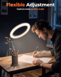 Sensyne 10'' Ring Light with 50'' Extendable Tripod Stand, LED Circle Lights with Phone Holder for Live Stream/Makeup/YouTube Video/TikTok, Compatible with All Phones thumbnail 5