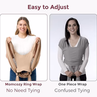 Momcozy Baby Wrap Carrier - Easy to Wear Infant Carrier Slings, Lightweight Hands Free Baby Sling, Adjustable Baby Wraps Carrier for Newborn to Toddler 8-35 lbs, Baby Travel Gear, Light Curry thumbnail 5