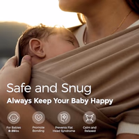 Momcozy Baby Wrap Carrier - Easy to Wear Infant Carrier Slings, Lightweight Hands Free Baby Sling, Adjustable Baby Wraps Carrier for Newborn to Toddler 8-35 lbs, Baby Travel Gear, Light Curry thumbnail 2