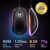 SteelSeries Rival 3 Gen 2 Gaming Mouse — 8500 DPI TrueMove Core Optical Sensor — 60 Million Click Durability — Low Latency — 77g Lightweight — 100% PTFE Feet — RGB — Black thumbnail 2