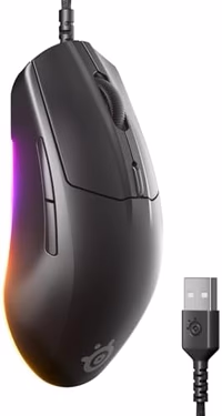 SteelSeries Rival 3 Gen 2 Gaming Mouse — 8500 DPI TrueMove Core Optical Sensor — 60 Million Click Durability — Low Latency — 77g Lightweight — 100% PTFE Feet — RGB — Black thumbnail 1