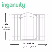 Ingenuity Decorative Extra Tall Baby Gate & Dog Gate, 28.5"-48" Wide, 36" Tall, Hardware or Pressure Mounted, Install on Top or Bottom of Stairs, Banister, or Doorway - White thumbnail 3
