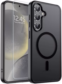 SUPFINE Magnetic for Samsung Galaxy S24 Case / S25 Case with Screen Protector, (Built-in Magnets) (Military Grade Drop Protection) Slim Translucent Shockproof Phone Case,Black thumbnail 1