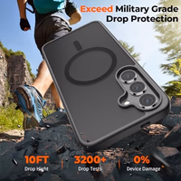 SUPFINE Magnetic for Samsung Galaxy S24 Case / S25 Case with Screen Protector, (Built-in Magnets) (Military Grade Drop Protection) Slim Translucent Shockproof Phone Case,Black thumbnail 5