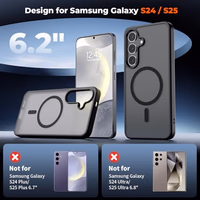 SUPFINE Magnetic for Samsung Galaxy S24 Case / S25 Case with Screen Protector, (Built-in Magnets) (Military Grade Drop Protection) Slim Translucent Shockproof Phone Case,Black thumbnail 2