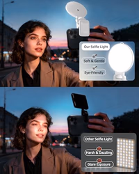 NiceVeedi 3 Color Soft Selfie Light Phone Light with Clip, Portable Edge-lit Ring Light, Rechargeable Video Conference Lighting for iPhone/Selfies/Makeup/Live Streaming/TikTok/Vlog/Zoom/Video Calls thumbnail 3