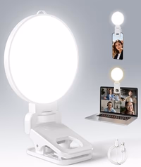 NiceVeedi 3 Color Soft Selfie Light Phone Light with Clip, Portable Edge-lit Ring Light, Rechargeable Video Conference Lighting for iPhone/Selfies/Makeup/Live Streaming/TikTok/Vlog/Zoom/Video Calls thumbnail 1