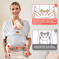 Baby Wraps Carrier Newborn to Toddler, Kangaroo Baby Easy Wearing Wrap, Adjustable Soft Baby Holder Front Chest Sling Carriers Perfect Infant Essentials Gifts (Striped Grey, Cotton) thumbnail 4