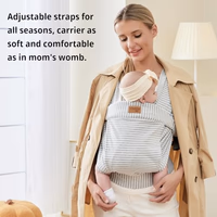 Baby Wraps Carrier Newborn to Toddler, Kangaroo Baby Easy Wearing Wrap, Adjustable Soft Baby Holder Front Chest Sling Carriers Perfect Infant Essentials Gifts (Striped Grey, Cotton) thumbnail 3