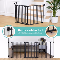 COMOMY 80" Extra Wide Baby Gate, Dog Gate for House Stairs Doorways Fireplace, Auto Close Pet Gate with Door Walk Through, 3 Metal Panels, Hardware Mounted Baby Fence Indoor Outdoor(30" Tall, Black) thumbnail 2