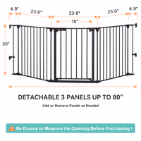 COMOMY 80" Extra Wide Baby Gate, Dog Gate for House Stairs Doorways Fireplace, Auto Close Pet Gate with Door Walk Through, 3 Metal Panels, Hardware Mounted Baby Fence Indoor Outdoor(30" Tall, Black) thumbnail 5
