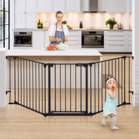 COMOMY 80" Extra Wide Baby Gate, Dog Gate for House Stairs Doorways Fireplace, Auto Close Pet Gate with Door Walk Through, 3 Metal Panels, Hardware Mounted Baby Fence Indoor Outdoor(30" Tall, Black) thumbnail 1
